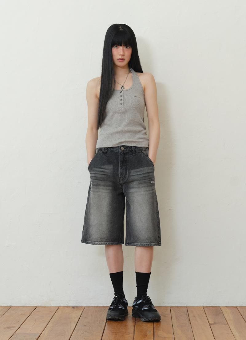 STONE DENIM BURMUDA PANTS