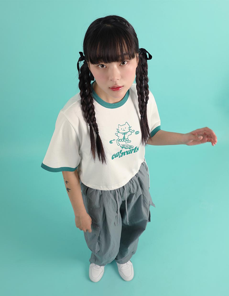 [SET] Catvarts Crop Half T-shirt (WH) + Jogger Pants (GL)