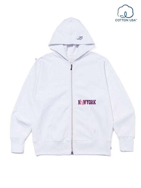 U.S COTTON CITY ZIP UP HOODIE WHITE