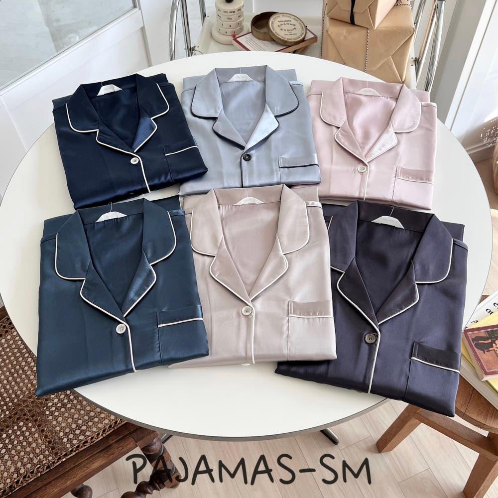 국산 클래식 실크 커플 잠옷 세트 신혼 파자마 홈웨어 선물