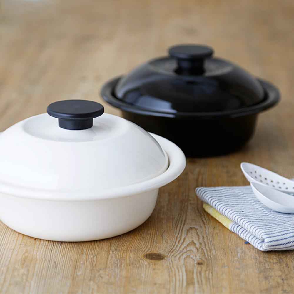 노다호로 법랑 코코나베 인덕션 미니 냄비 크림 대 사이즈