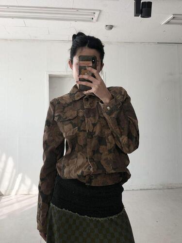 Brown floral jacket#