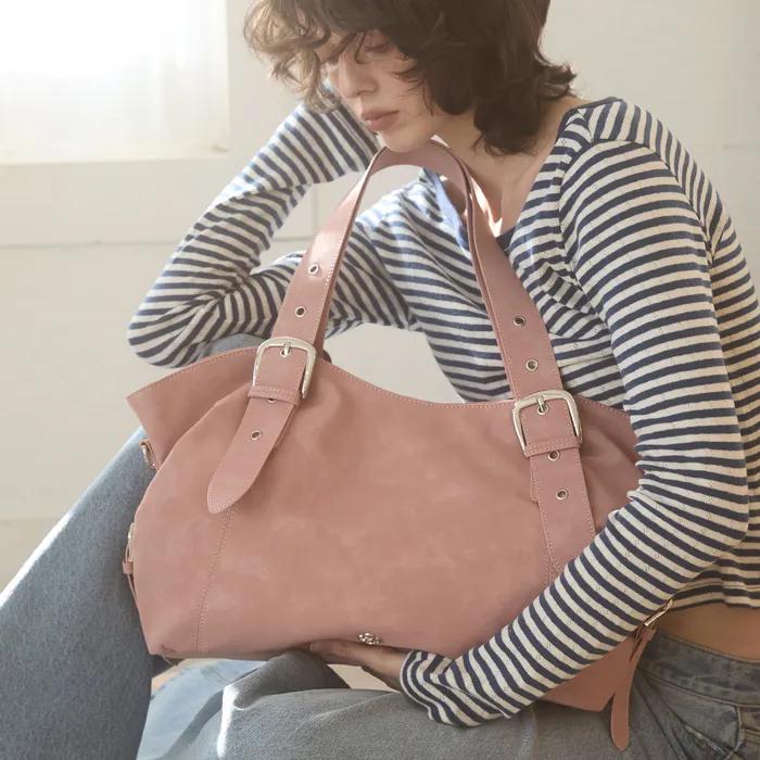 비비 버클 빅 숄더백_핑크