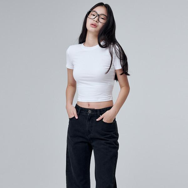 9107 SLIM WIDE DENIM PANTS (BLACK)