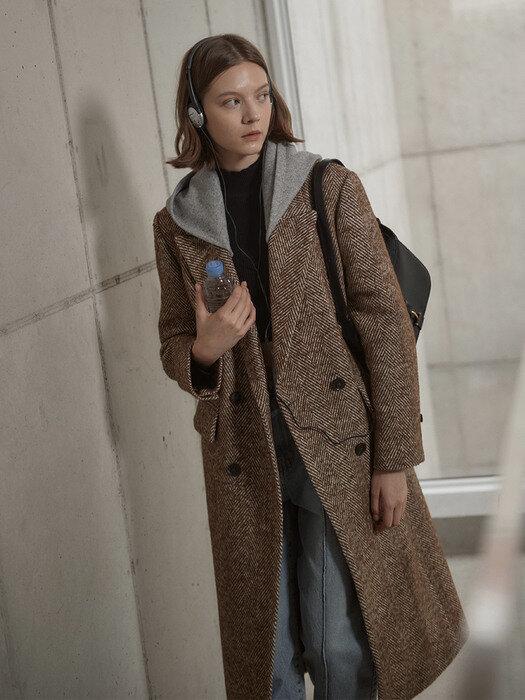 Alpaca Herringbone Hoody Coat SW1WC277-93