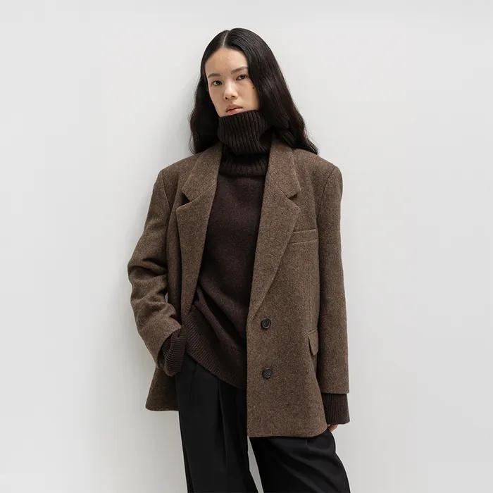 [울마크 인증]캐시미어 메리노 울 세미 오버핏 테일러드 자켓_2COLOR