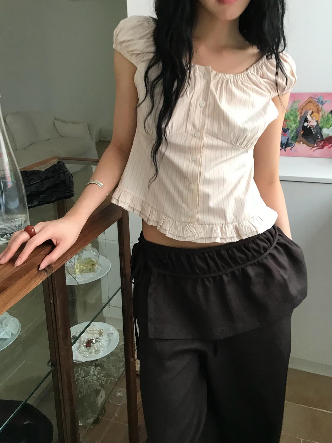 stripe frill blouse (2colors)