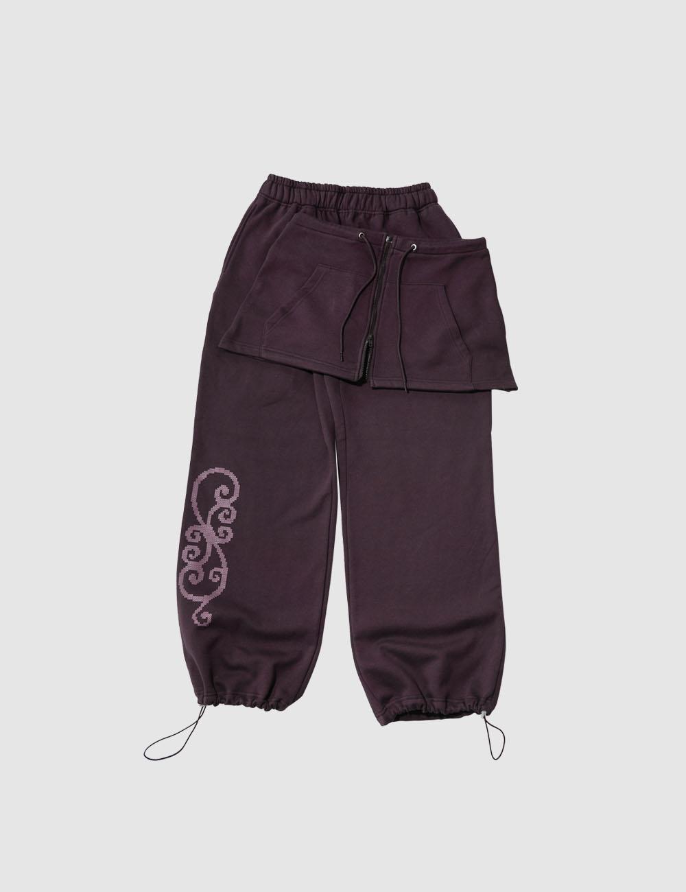 Skirt sweat pants set, washed purple (12/8 예약배송)