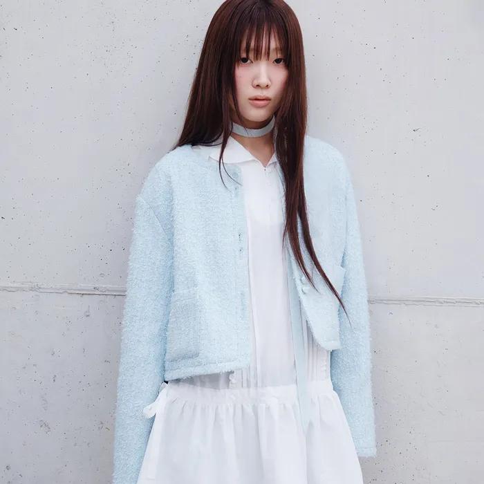 TIE TWEED CROP JACKET_BLUE