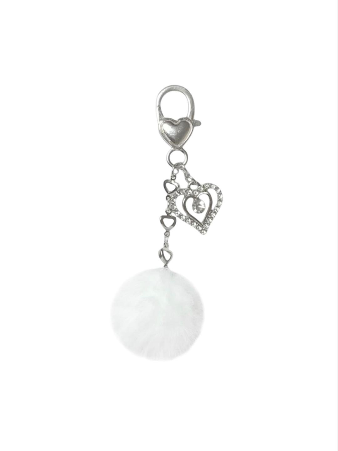 heart pompom keychain