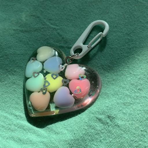투명 캔디 하트 키링