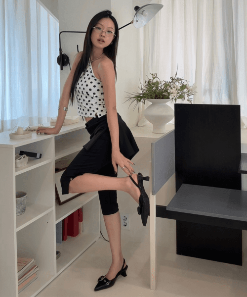 POINTED BUCKLE SLINGBACK BLACK