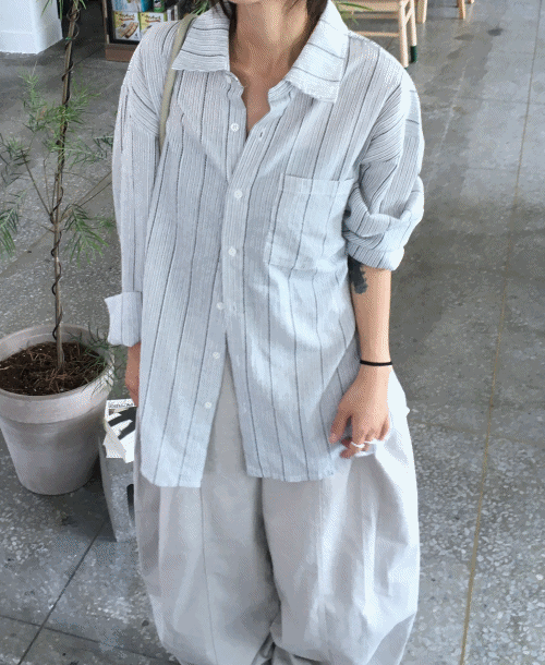 잔 빈티지 스트라이프 셔츠 (3color)