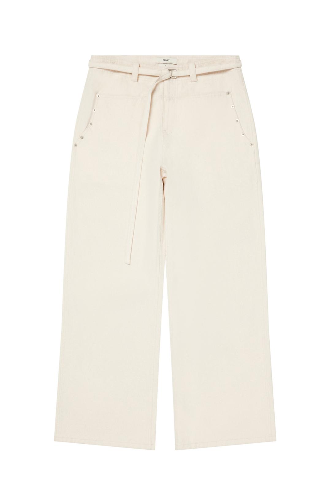 LOOSE PEACH COTTON STUD PANTS IN IVORY