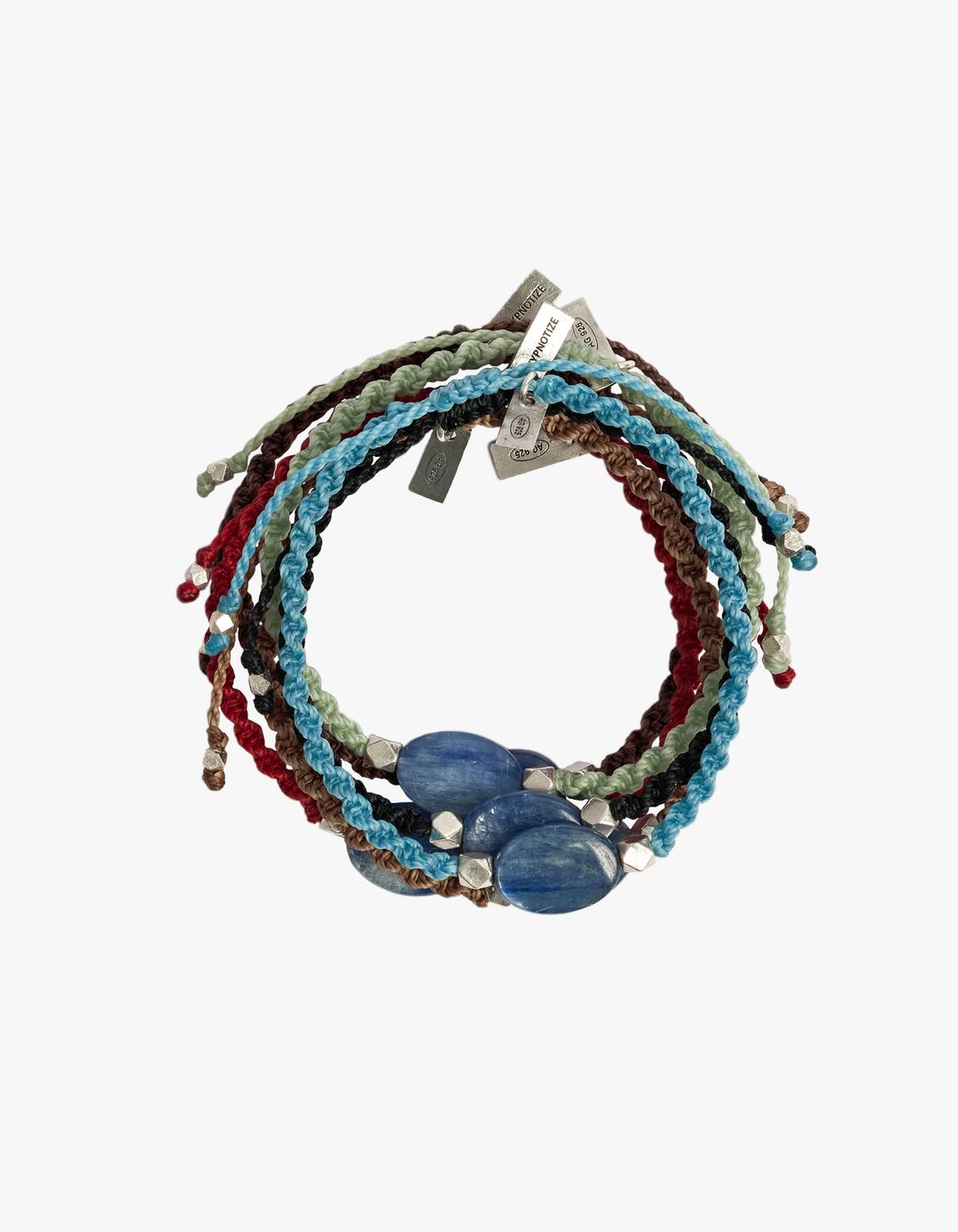 BLUE GEMSTONE MACRAME BRACELET [BLACK/BROWN/BEIGE/SKY BLUE/LIGHT GREEN/RED]