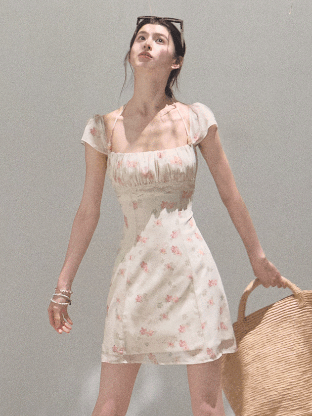 [OAK MOO]  "My Own Moon\" Floral Flare Dress (Short / Long)