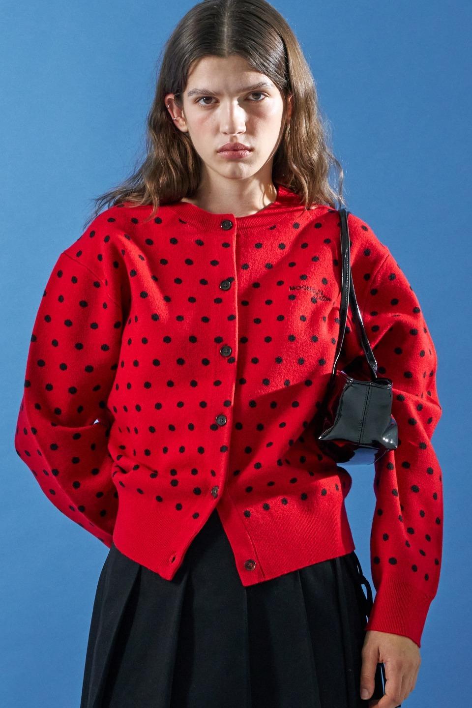 M.C Dot Dot Knit Cardigan / Red