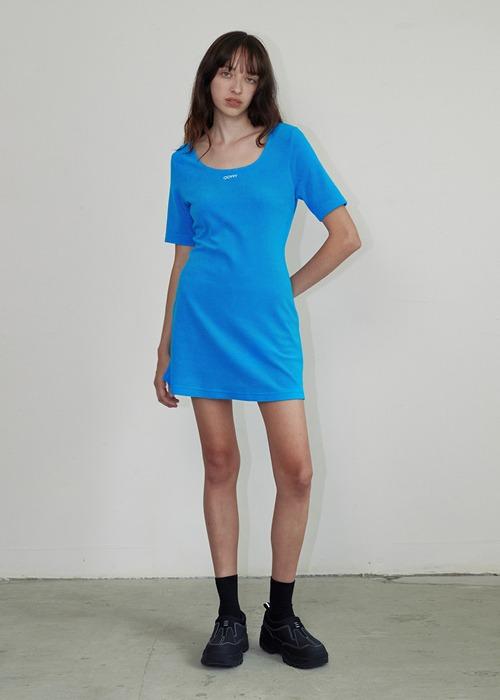 Back Hole Terry Dress - Blue Peacock
