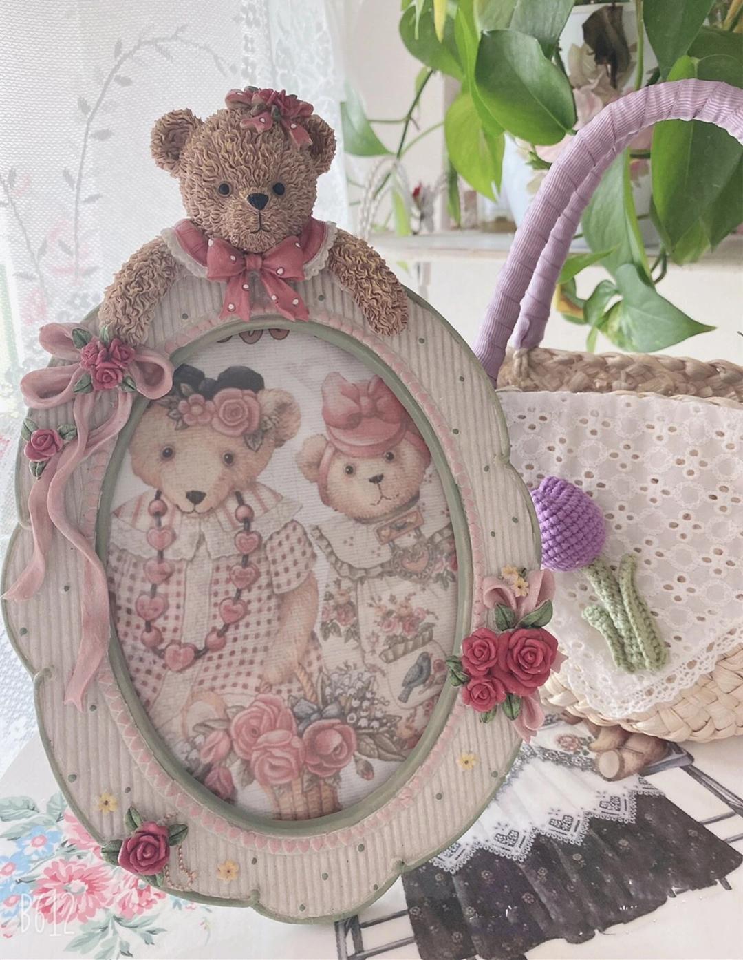 슈퍼 귀여운 곰 사진 프레임, 벽걸이 이중 목적 사진 프레임