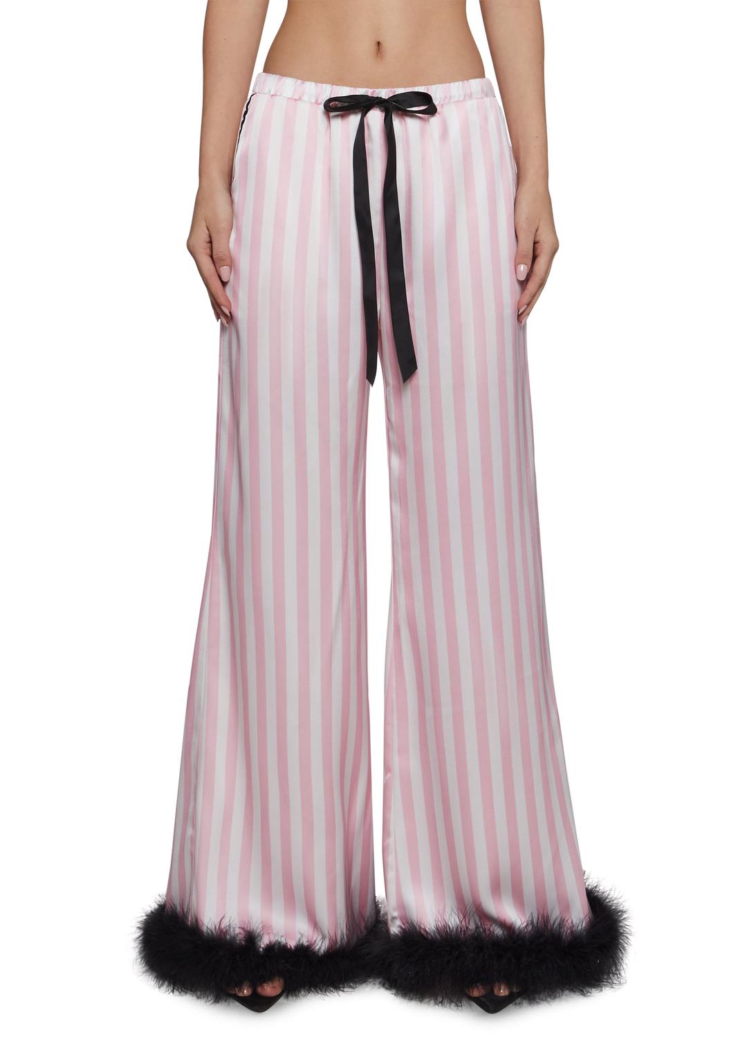 Retro Cutie Satin Sleep Pants - PINK / XX-SMALL