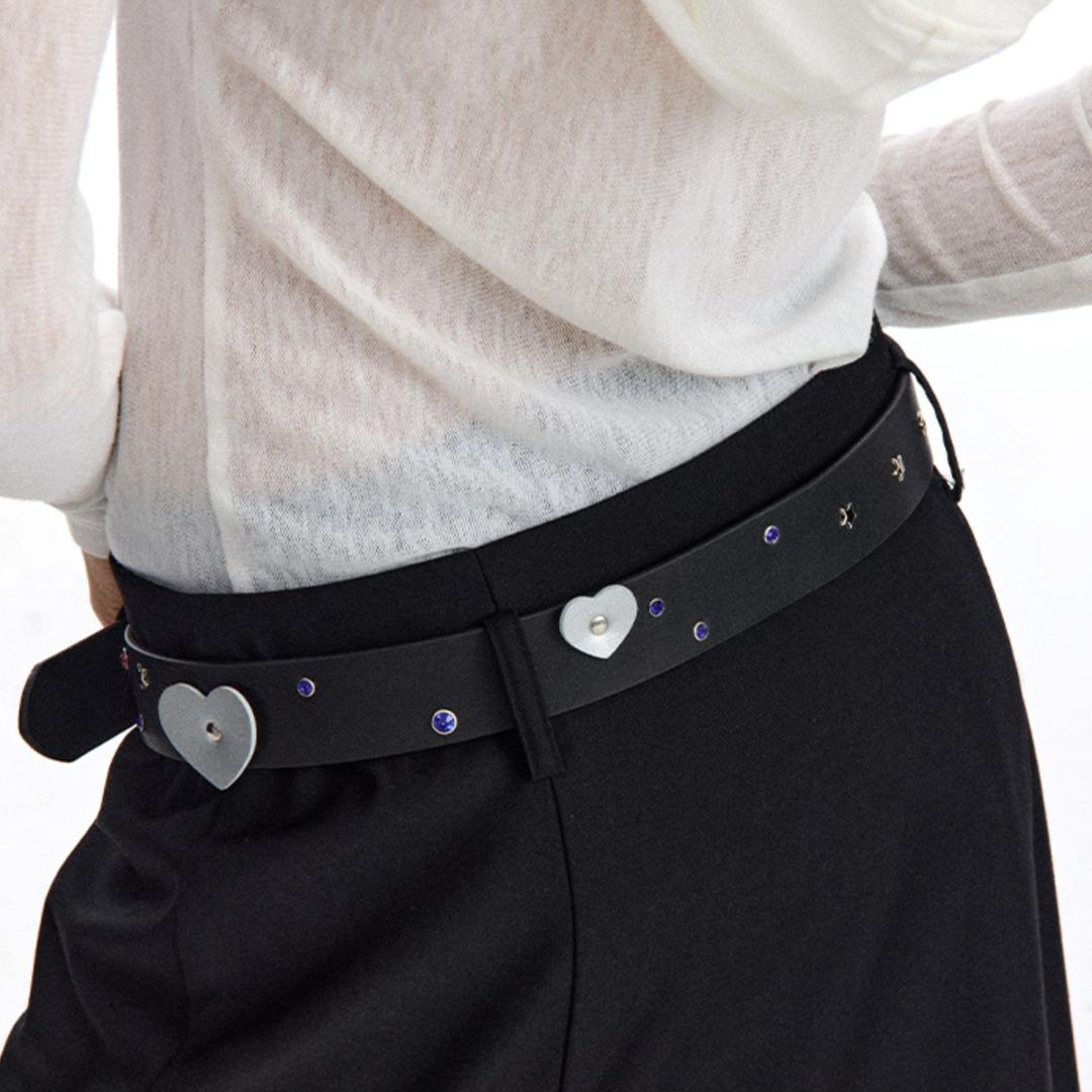 CONP 블랙 벨트 하드 실버 무드 소가죽 허리띠