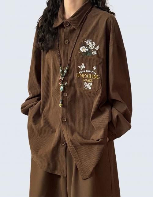 Daisy corduroy long-sleeve shirt