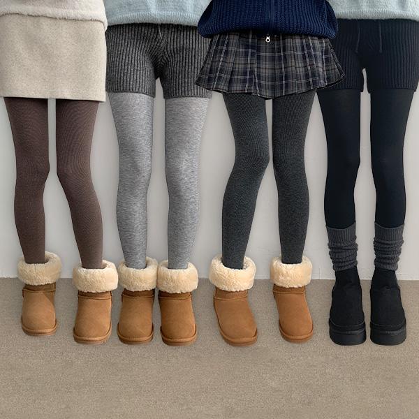 수앤수 [🌟만장돌파💘쫀쫀보온] 스키 보온 기모 무지 면 레깅스 다리보정 팬티 스타킹 (24SO082)