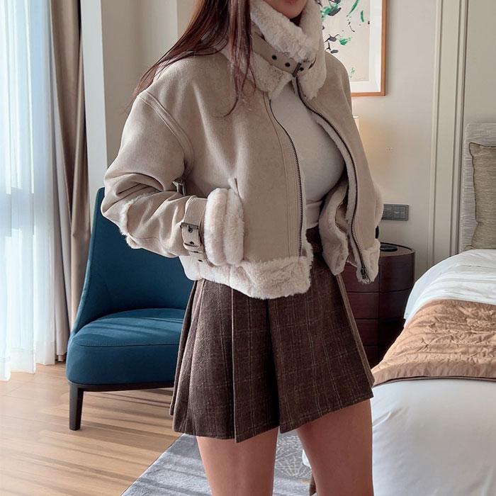 [MADE:자체제작]스웨이드 크롭 무스탕