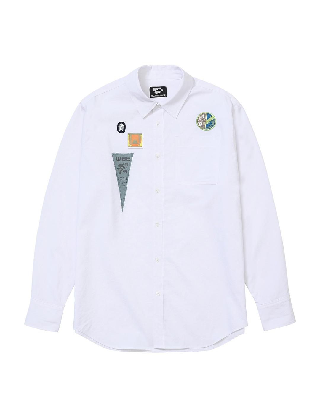 Patched Oversized Cotton Shirts White