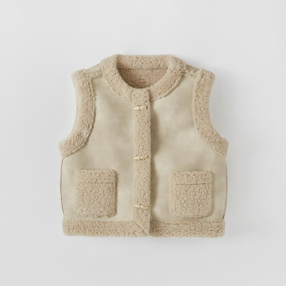 스웨이드 토글 무스탕 베스트_Vanilla Cream