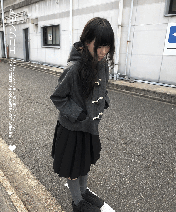 애니원모어 콘시 더플 떡볶이 후드 숏 코트 (3color)