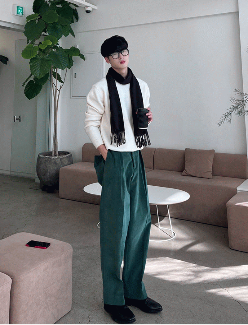 스틸 코듀로이 핀턱 와이드 팬츠 (4color)