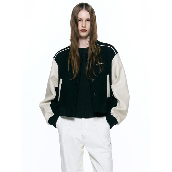 컴비네이션 울 바시티 점퍼 BLACK