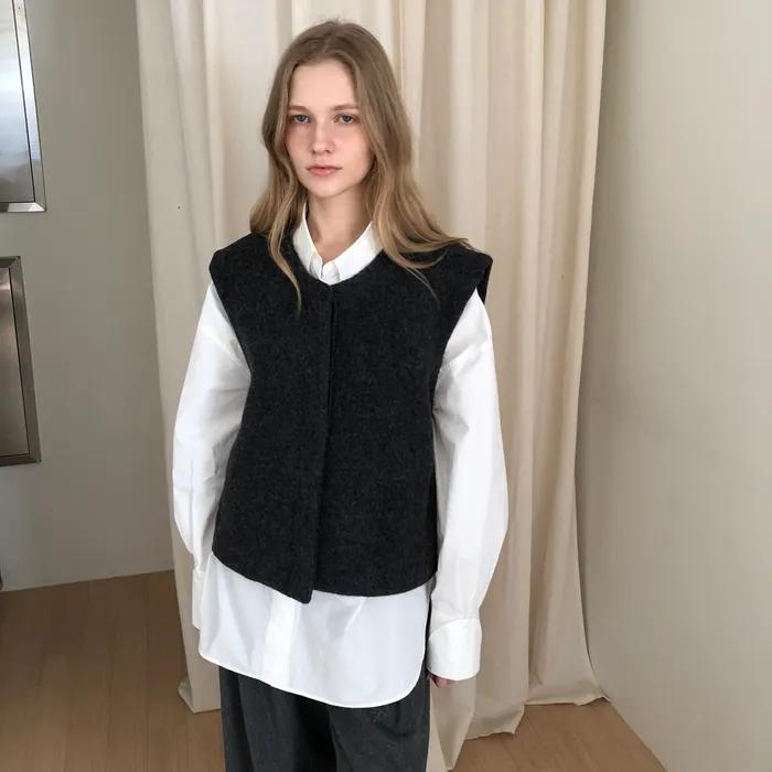 Classy Wool Vest (Charcoal)