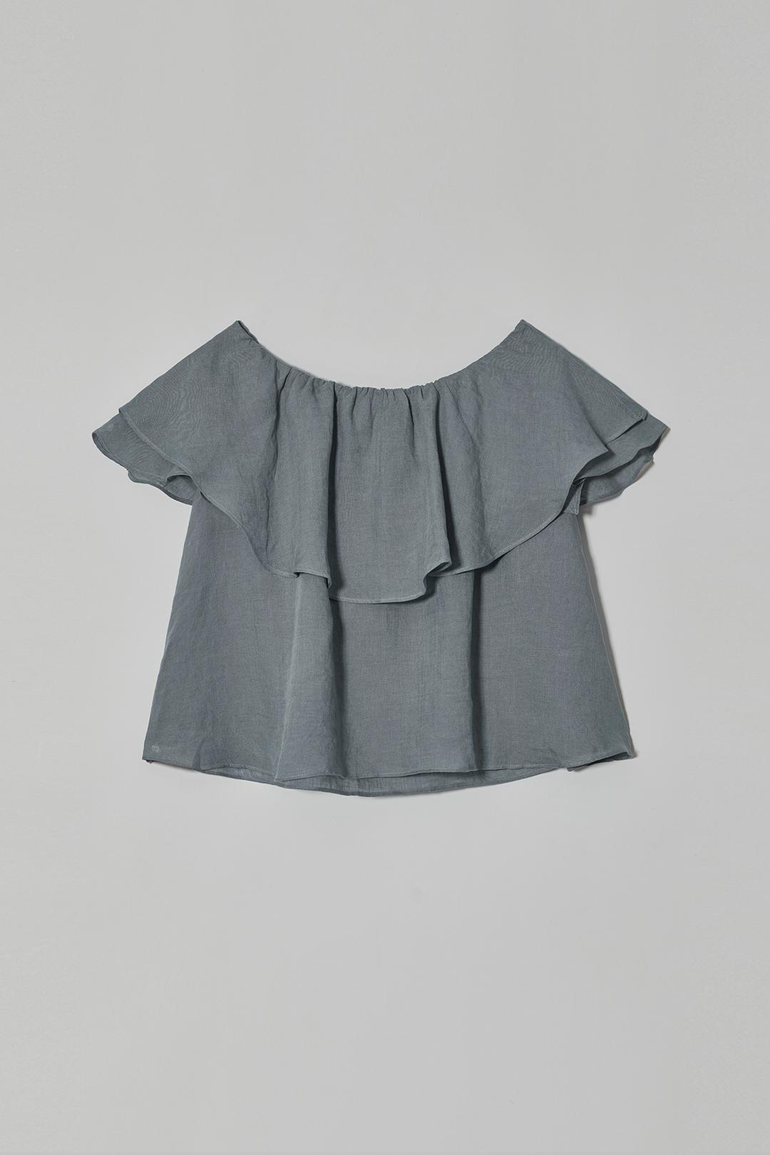 FLARE OFF SHOULDER BLOUSE, TEAL BLUE