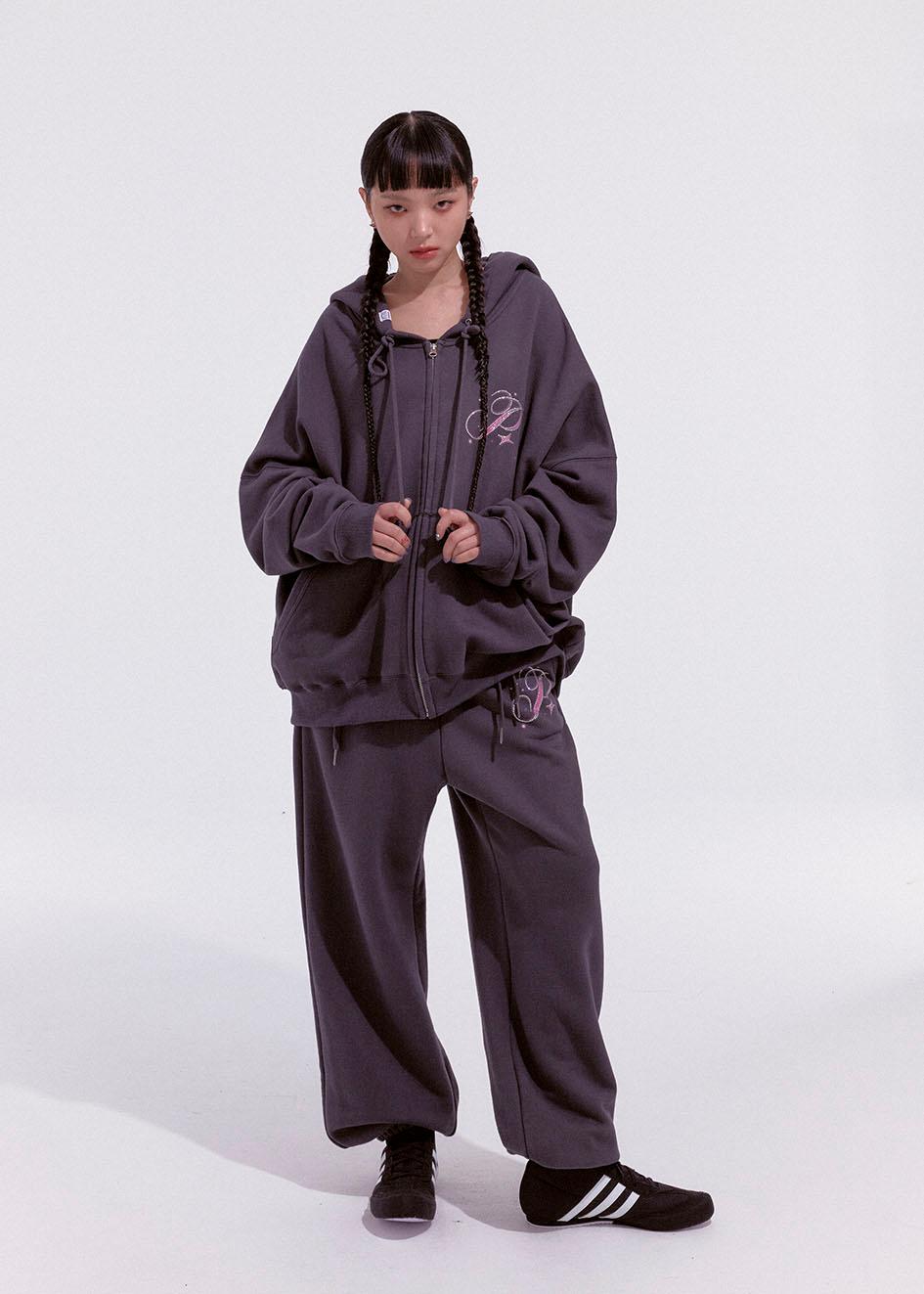 CRISTAL BUTTERFLY HOODIE ZIP-UP_GREY
