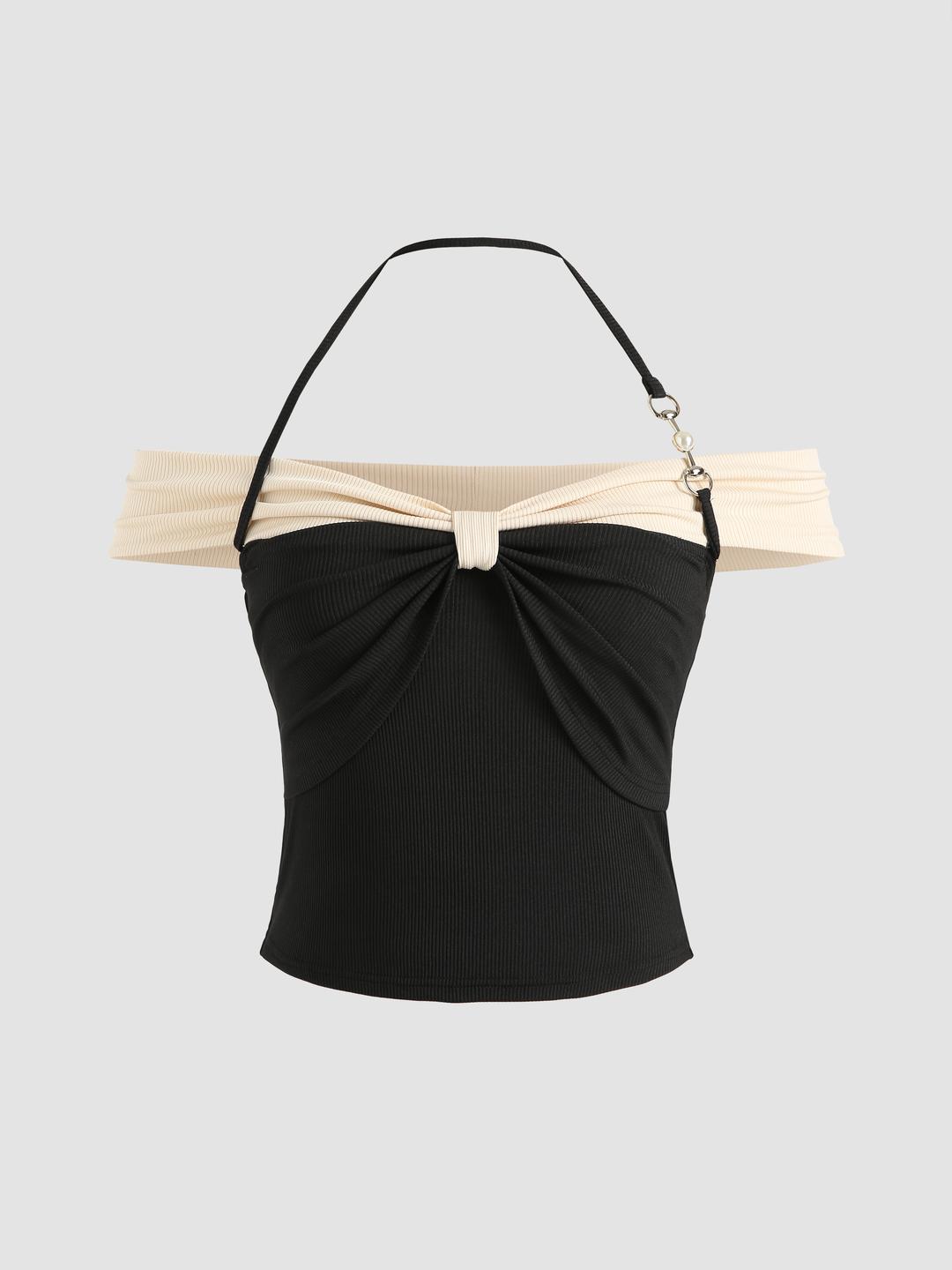 Bowknot Off Shoulder Crop Top