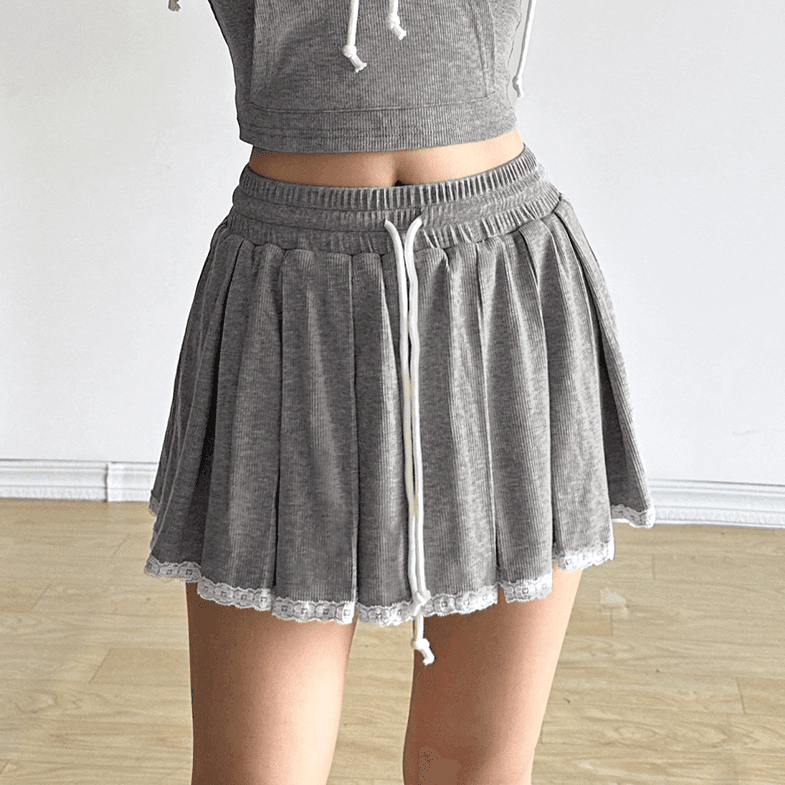 Grey Cotton Pleated Skirt | Jennie - BlackPink