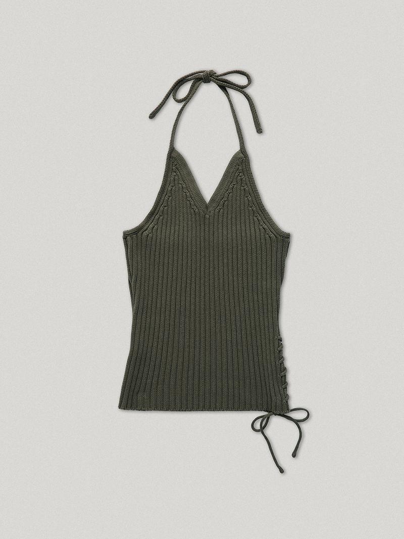 Suzie Halter Neck Knit Khaki