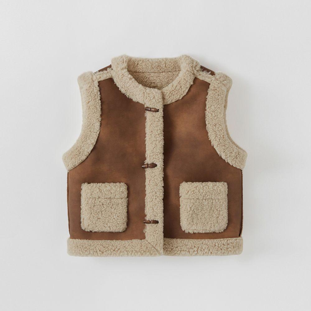 스웨이드 토글 무스탕 베스트_Pecan Brown