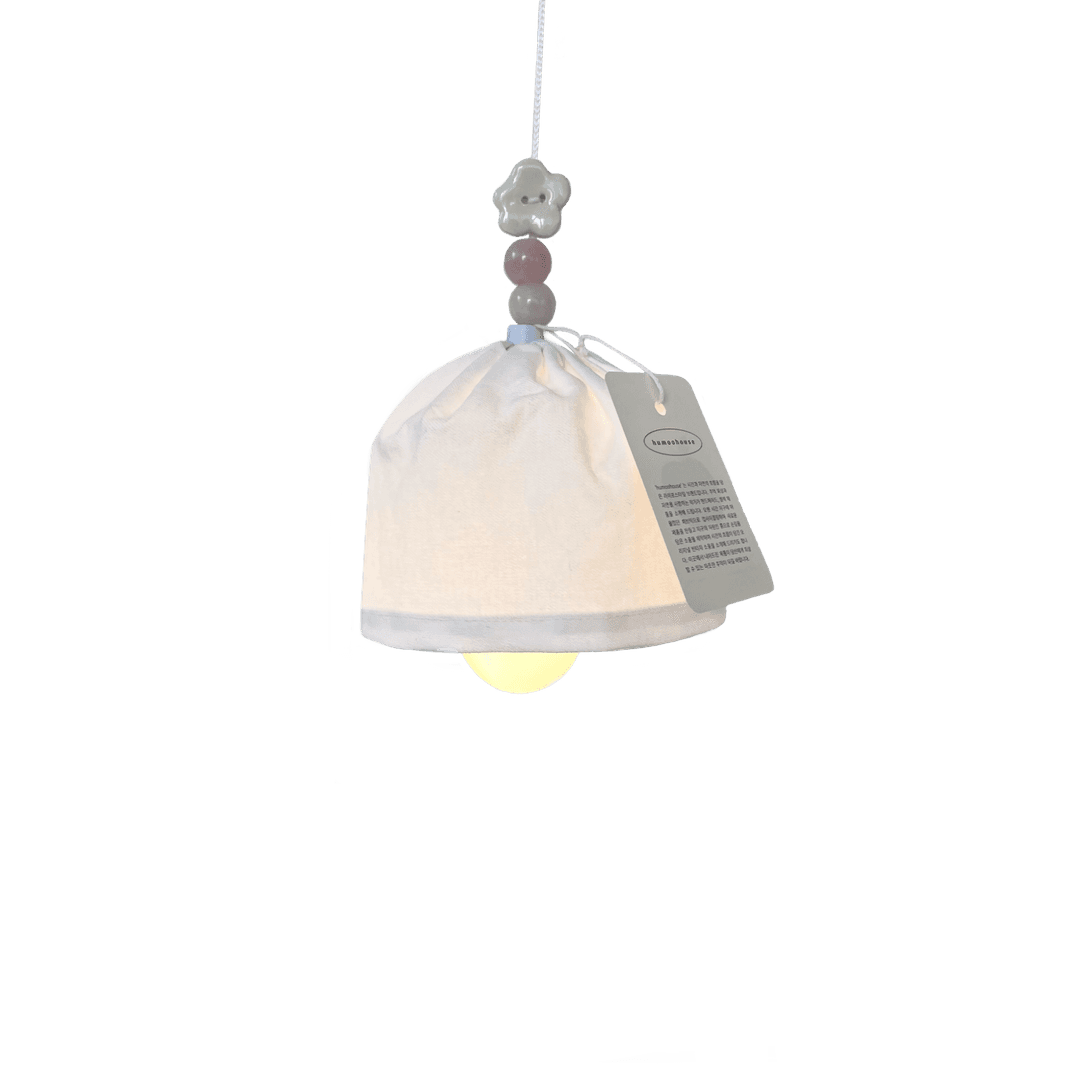 pink-white fabric hanging lamp bell