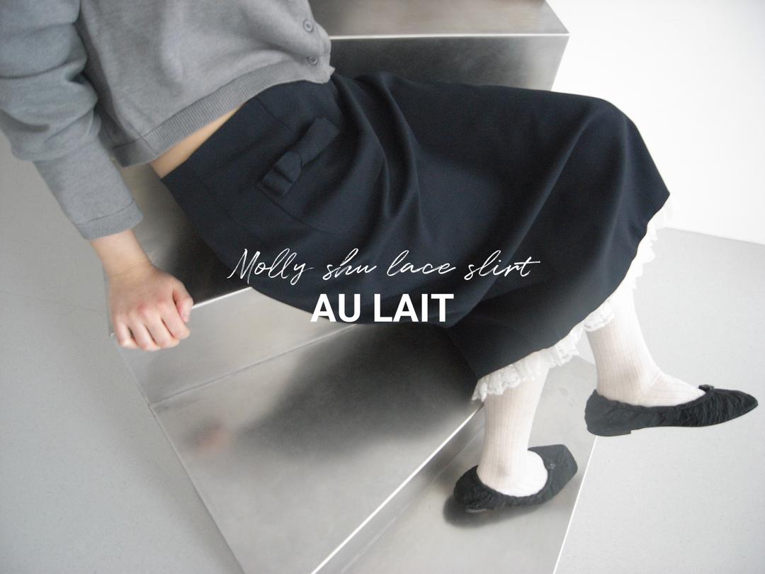 [AU LAIT MADE] MOLLY SHU LACE SKIRT(NAVY)