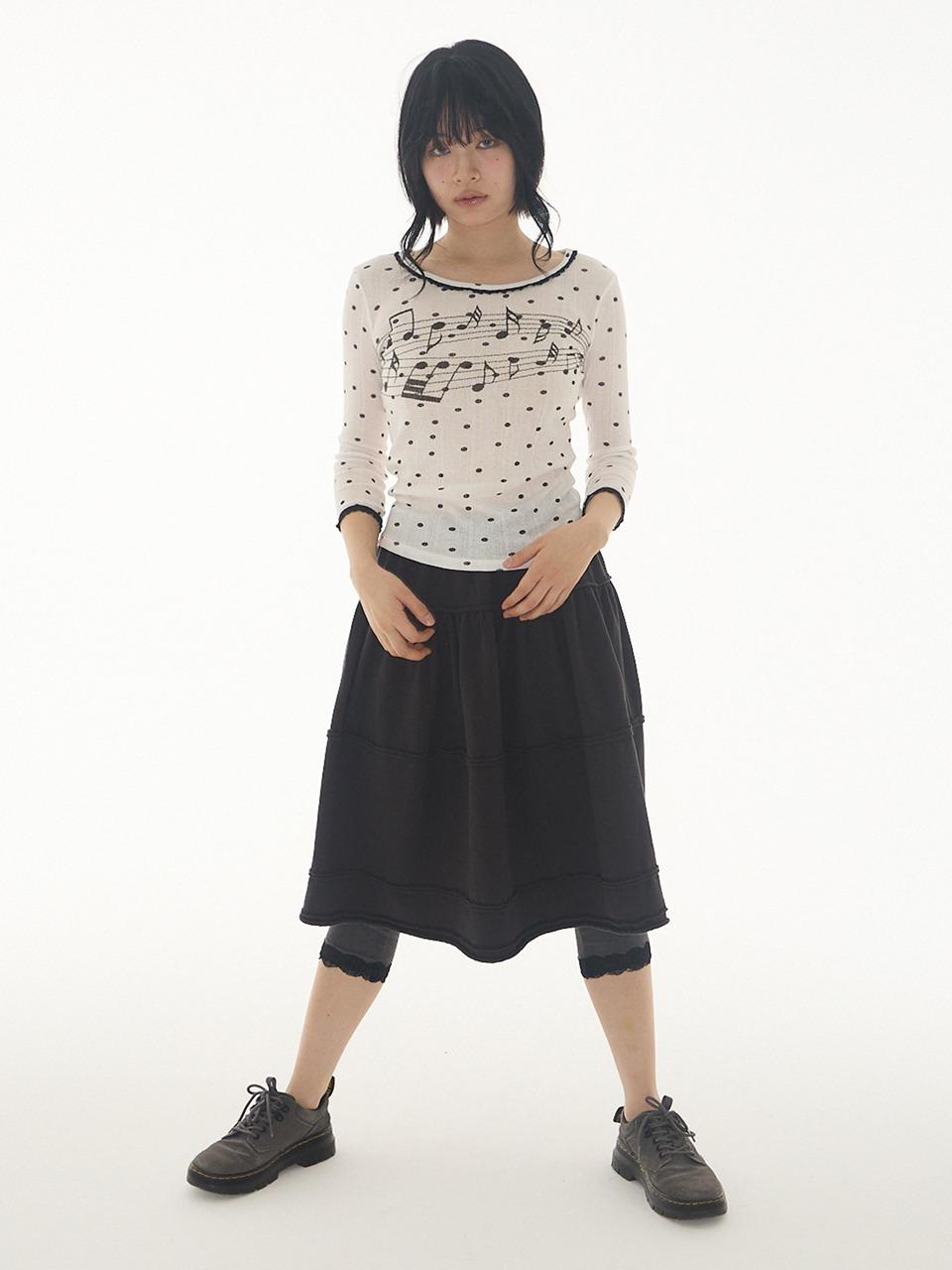 OPEN EDGE MIDI SKIRT CHARCOAL