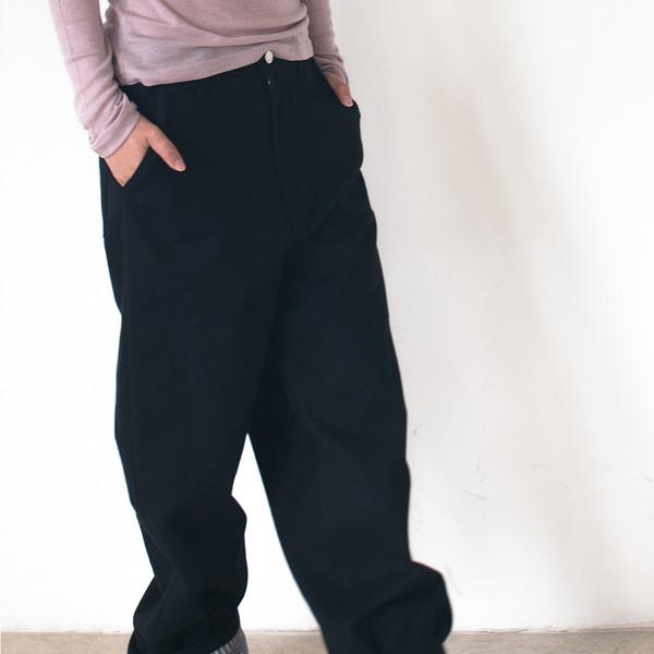 [2차] WIDE CUFFS COTTON PANTS (BLACK)