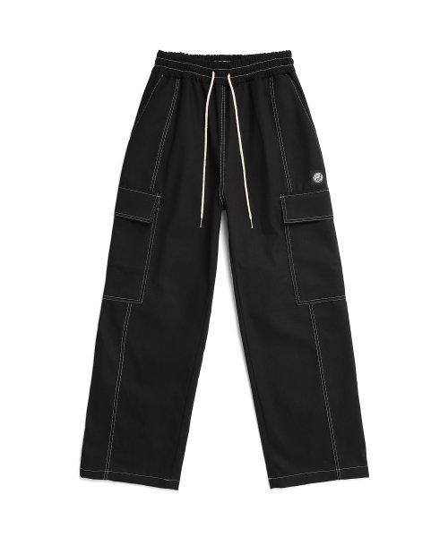 스티치 카고 팬츠 블랙