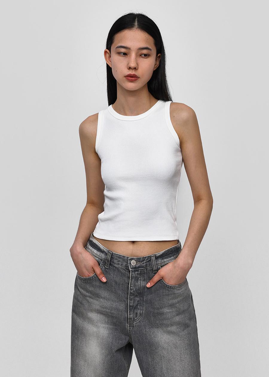 블랙업 [9천장판매] [B-BASIC] 라운드넥 골지 나시 (롱ver.)