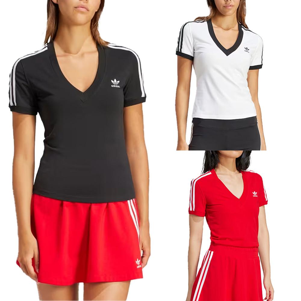 아디다스 오리지널 브이넥 반팔티 여성 티셔츠