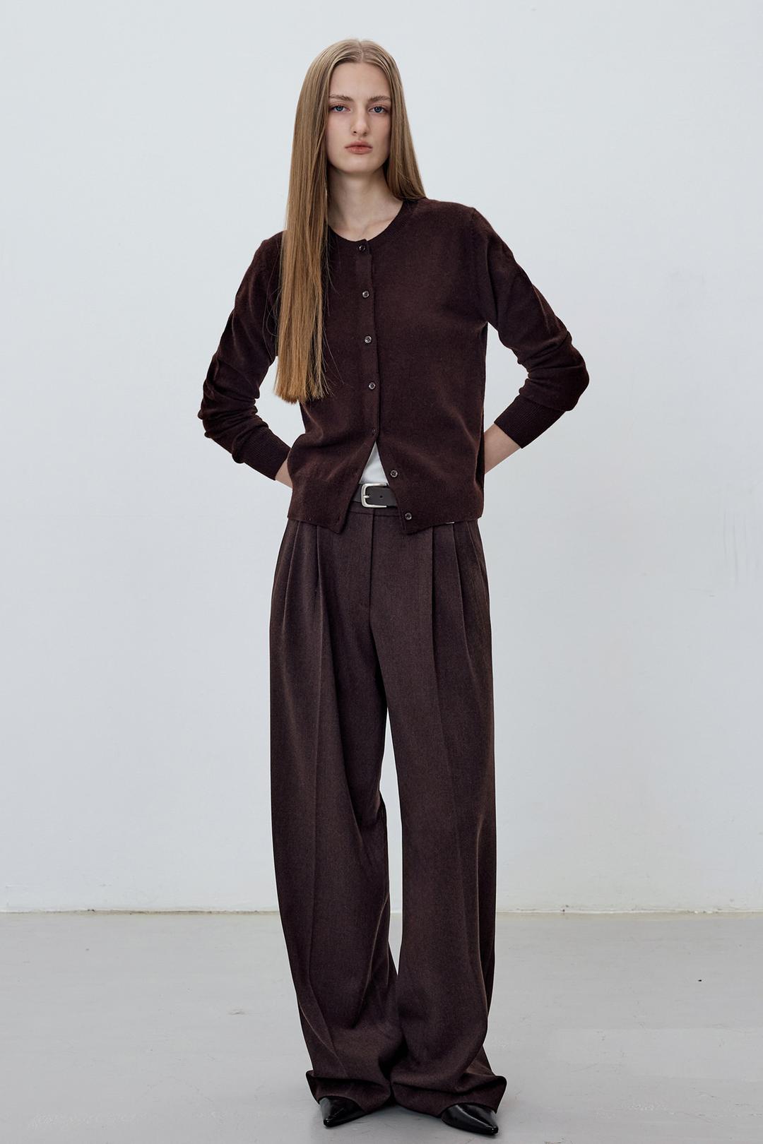 모스 로우 울 트라우저 - 브라운