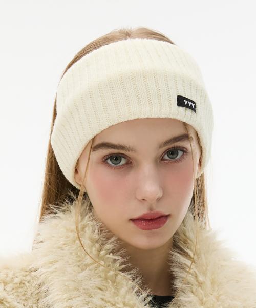 베이직 니트 로고 헤어밴드 _ 화이트