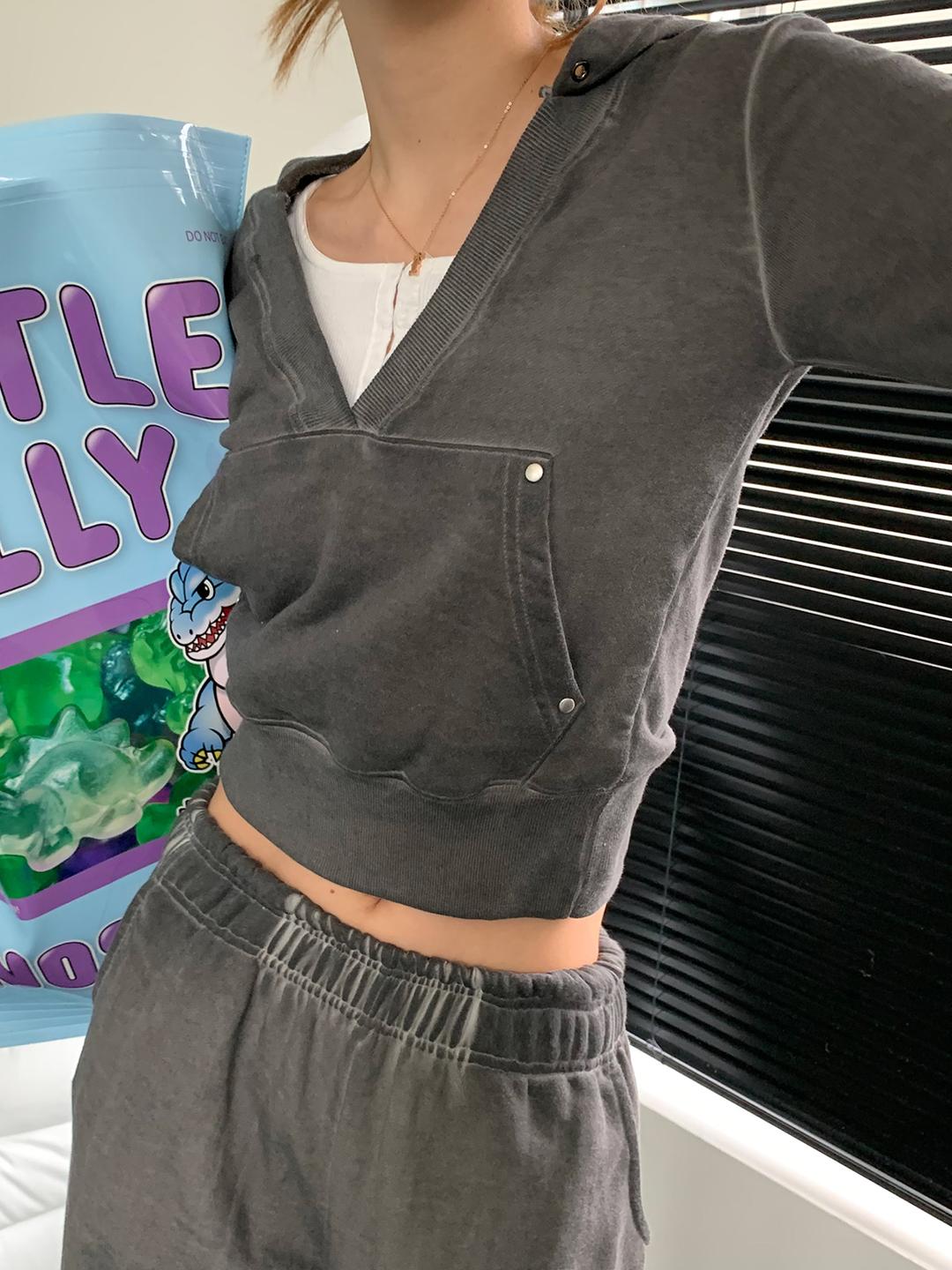 크럼프 피그먼트 크롭 후드